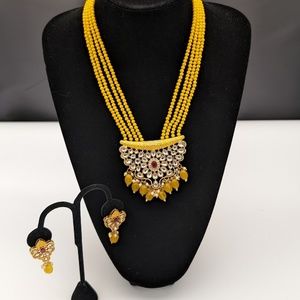 Indian Bollywood Necklace Ethnic Kundan faux perl Jewelry Set